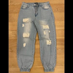 NWT Kittenish Ansley distressed denim joggers